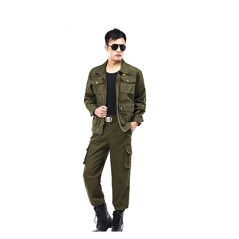 户外套装男春秋作训服耐磨军迷服装军绿色