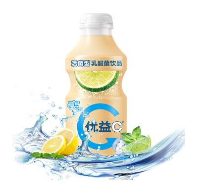 蒙牛優益c活菌型乳酸菌飲品海鹽檸檬味塑料瓶340ml