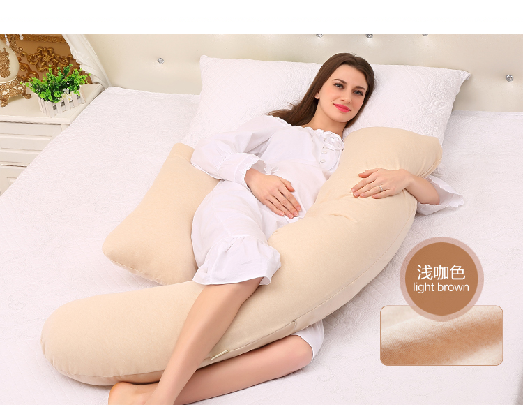 佳韵宝彩棉H型多功能孕妇枕 米咖条纹