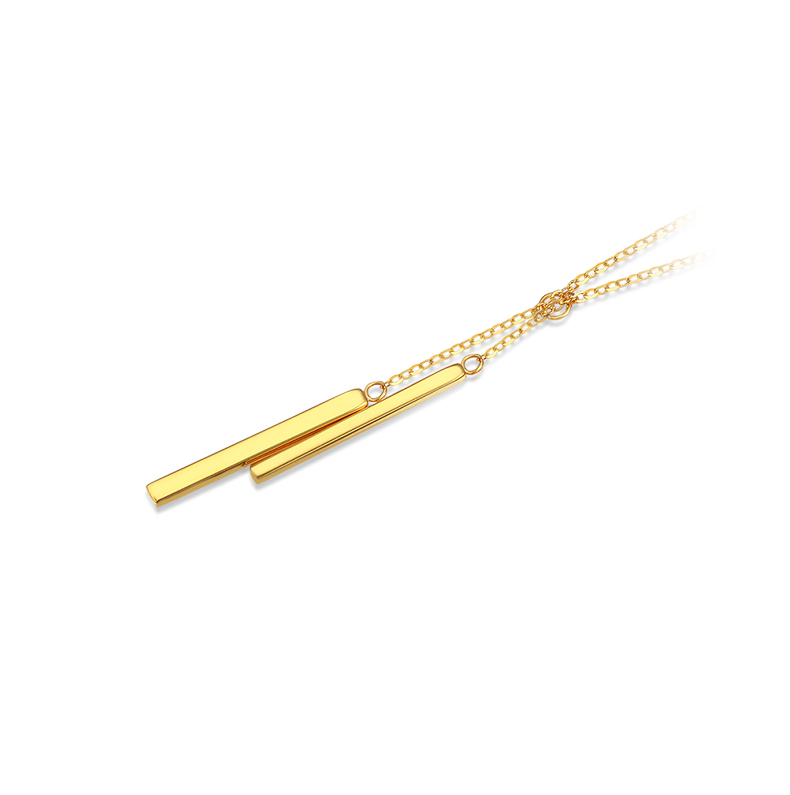 黄金码头18k套链双节棍坠子o字链时尚个性饰品彩金爱棒相守吊坠