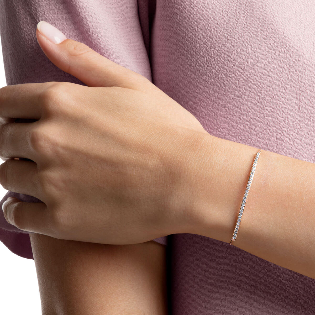 施华洛世奇swarovskionly微笑简约水晶手链玫瑰金色人造水晶送恋人