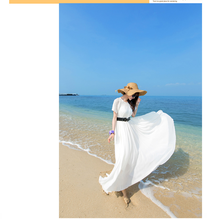 828新款沙滩裙女夏2017新款雪纺连衣裙大码波西米亚大摆海边沙滩性感