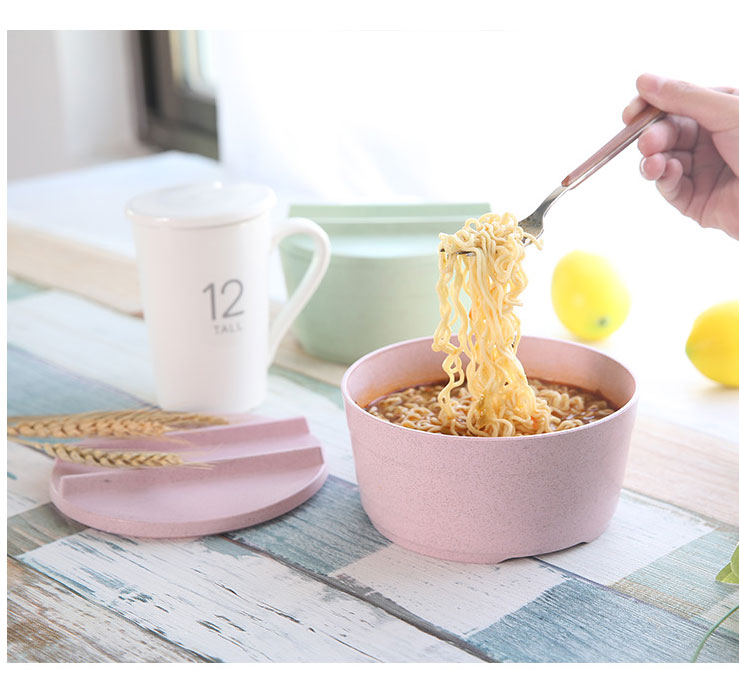 学生宿舍餐具吃饭大碗家用饭碗汤碗泡面日式塑料碗带盖面碗生活日用
