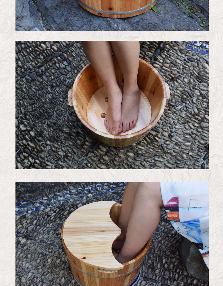 无盖洗澡木桶足疗泡澡泡脚桶沐浴袋子泡脚带盖实木橡木浴室足浴浴室