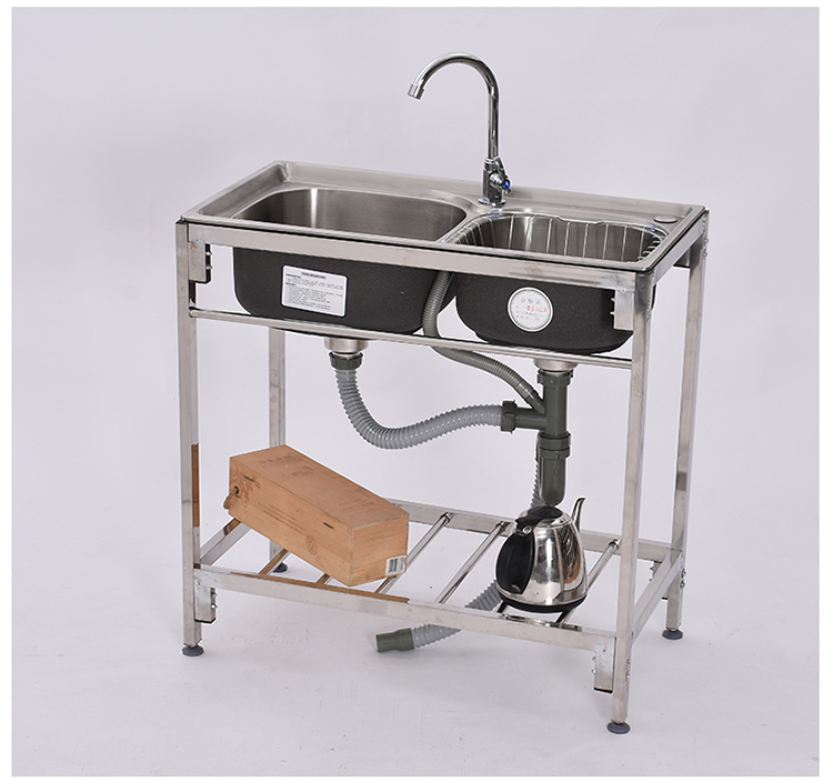 厨房不锈钢支架盆水槽双槽带水斗池盆架洗菜洗脸洗碗操作台面架子都市