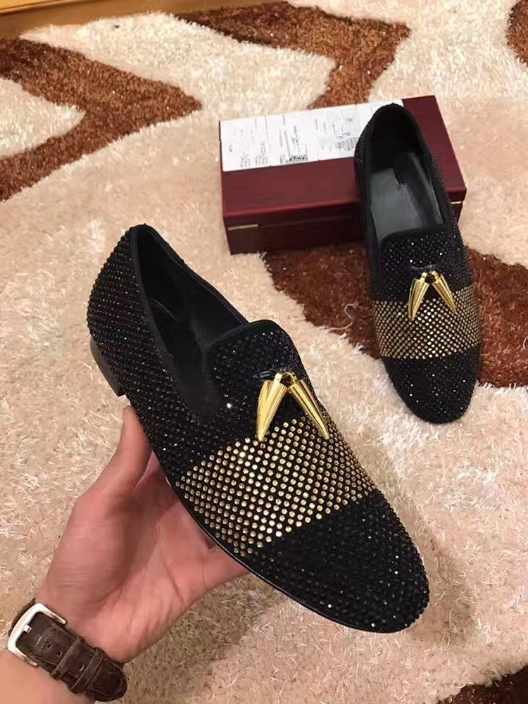 zarp高端大气款潮男乐福鞋金黑拼色高温烫钻鞋时尚街拍青春流行情侣鞋