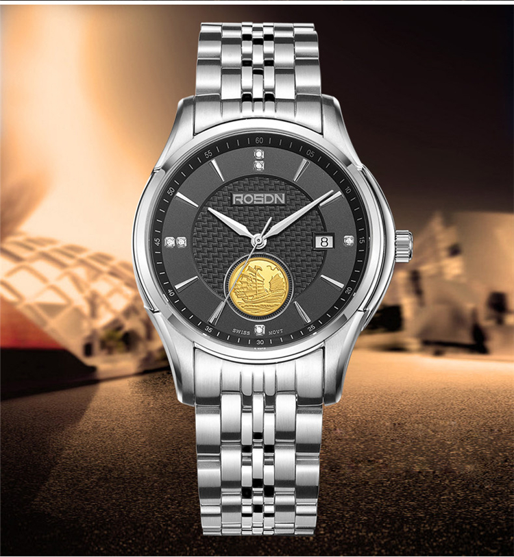 劳士顿rosdn专柜正品男士腕表全自动机械表瑞士原装机械机芯休闲商务
