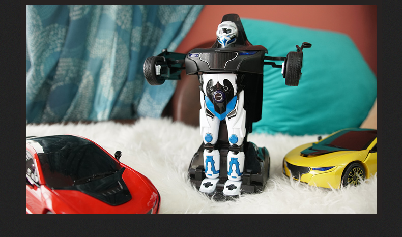 星辉（Rastar）RS战警一键遥控变形汽车机器人变形遥控车男孩儿童玩具74700黑色