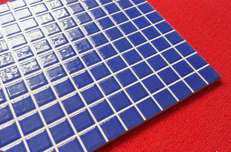 马赛克蓝色格子300x300抛晶砖厨房卫浴地板砖游泳池专用瓷砖地砖壹德
