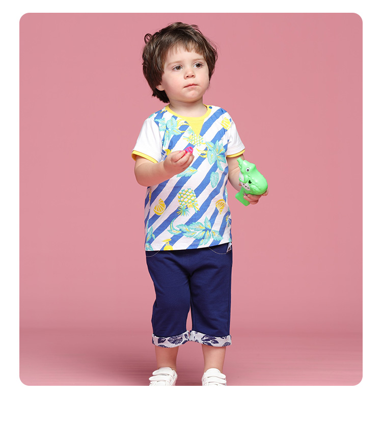 宝贝巴迪品牌童装2018夏季新款儿童男童纯棉短袖t恤b721177h