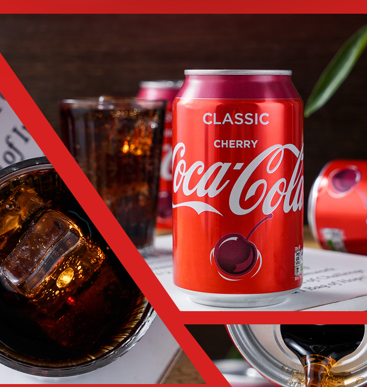 可口可乐(cocacola)碳酸饮料 英国进口 可口可乐汽水(樱桃味)330ml*8