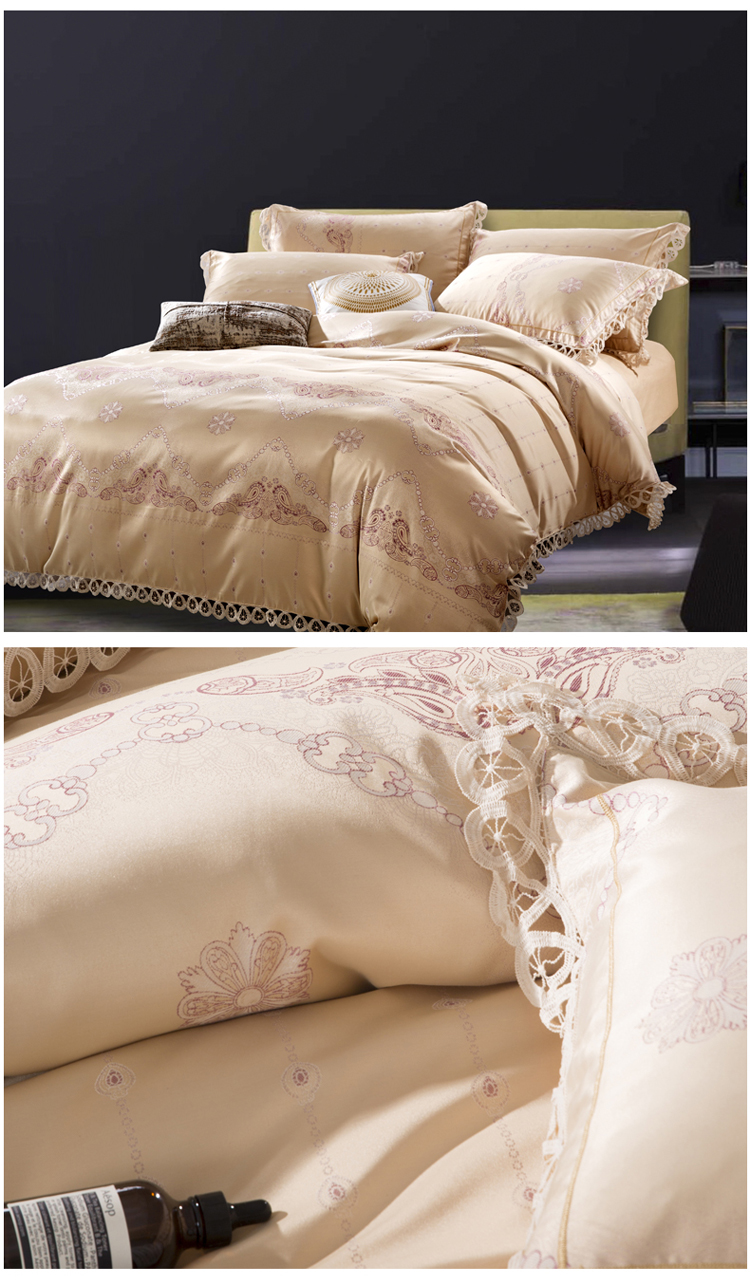 贡缎天丝真丝四件套全棉纯棉床单被套1.5米1.8m双人春夏床上用品