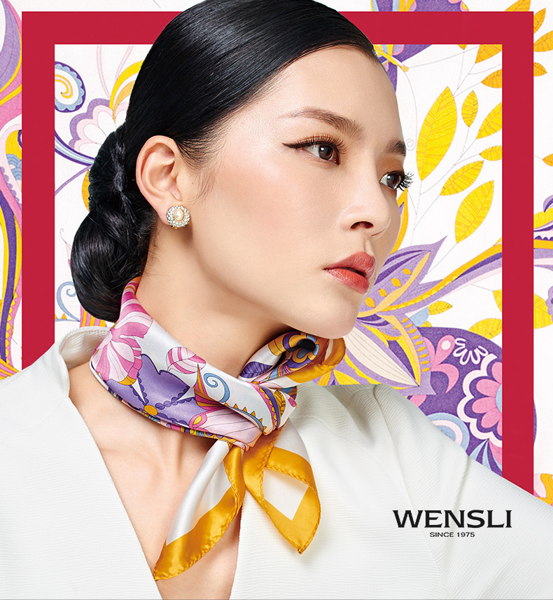 万事利wensli真丝小方巾恋花颜