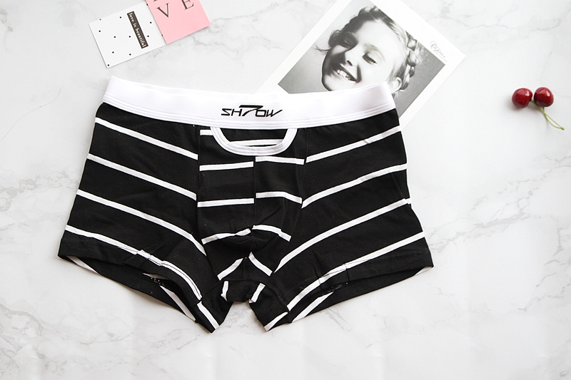 薇姬桑妮2条装蓝白黑白条纹小清新男士四角裤女士三角纯棉情侣内裤