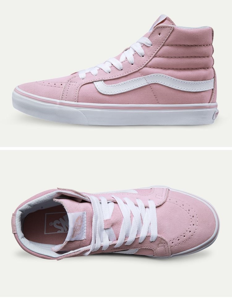vans范斯经典女鞋粉色高帮sk8hi帆布鞋樱花粉板鞋vn0a32r2lvh
