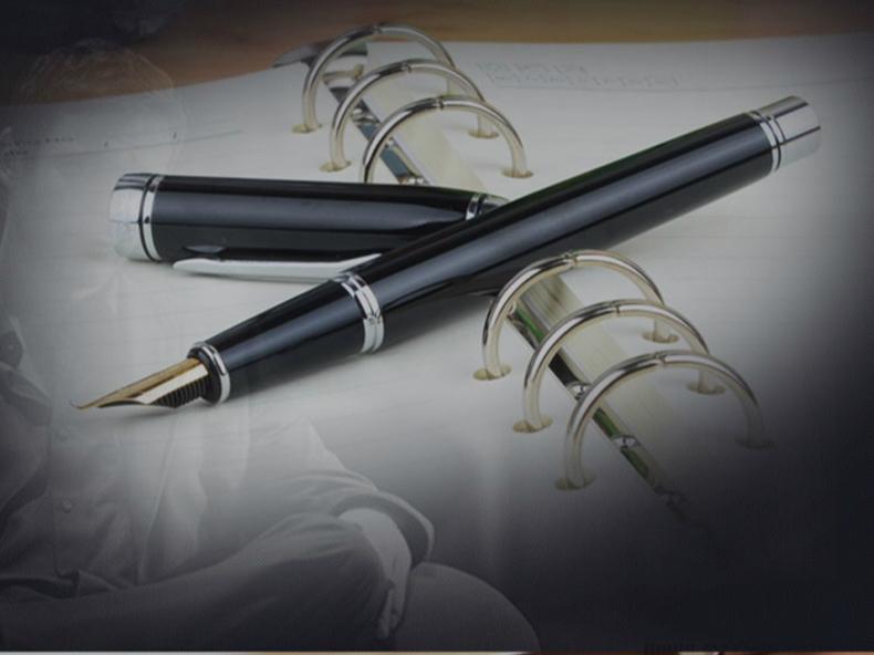 hero英雄钢笔6055美工弯尖笔成人用书法练字墨水笔金属笔杆明尖笔