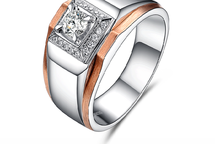 18k金/pt950铂金钻戒 钻石男戒 结婚求婚情侣订婚男士白金戒指 铂金