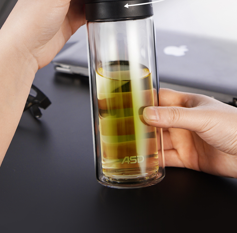 爱仕达(asd)玻璃杯rwb30b9wg-d 爱仕达asd 双层玻璃杯体茶水分离耐
