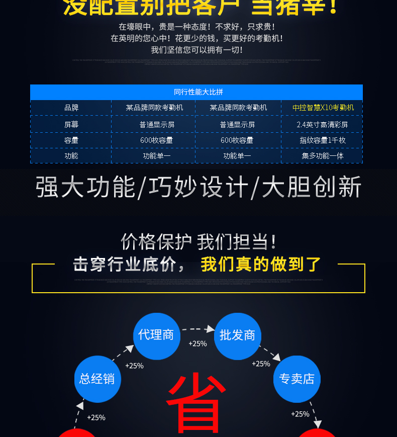 zkteco中控x10打卡机考勤机办公室指纹识别员工上班下班手指签到颜色随机高性价比