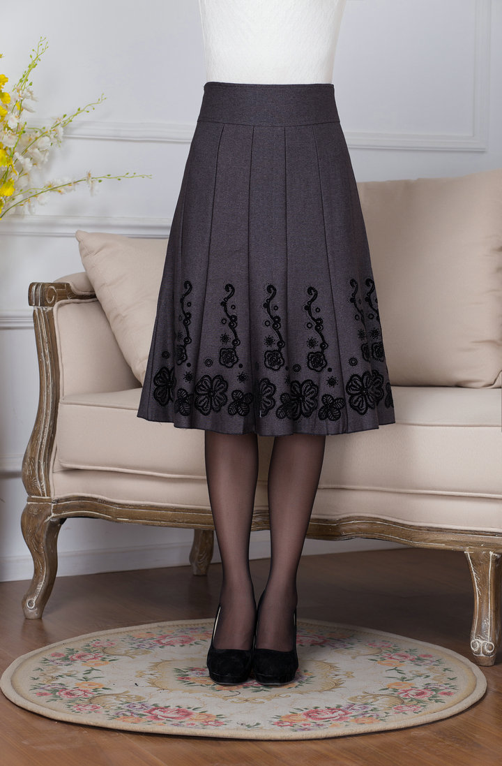 中年妈妈半身裙大码膝下修身显瘦a字裙中老年女士大摆裙跳舞裙