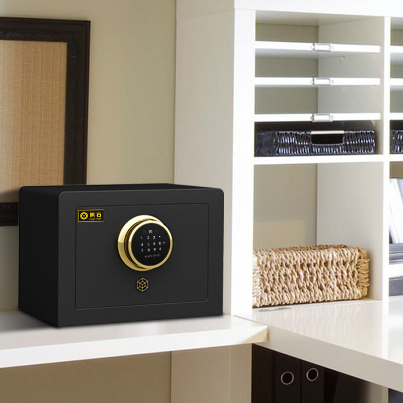 黑石保险柜入柜入墙式指纹密码保管箱办公型全钢保险箱 密码款金刚黑