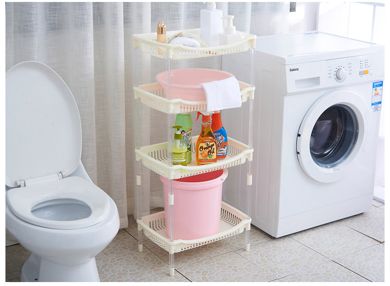 微佳达浴室塑料多层脸盆架洗手间落地四角架厨房卫生间置物架收纳都市