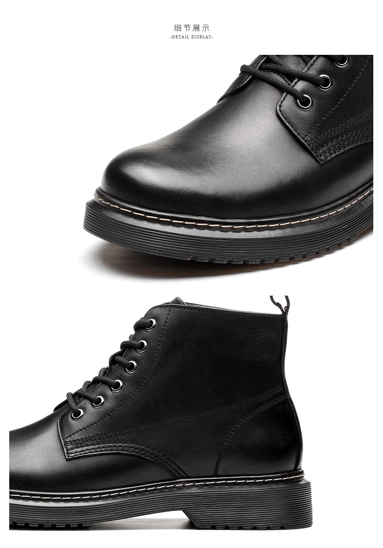 senda/森达2018冬季新款专柜同款欧美街休闲男头马丁靴橡胶头层牛皮