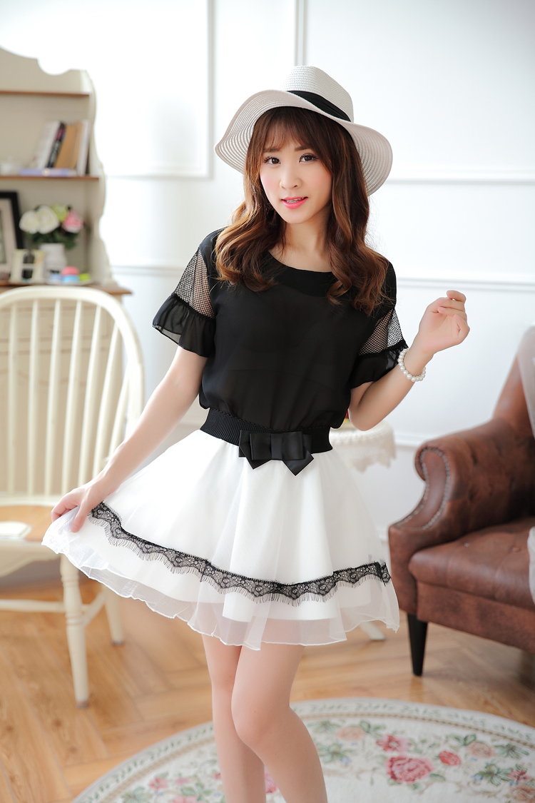 mtiny新款蓬蓬裙半身裙女胖mm欧根纱学生百褶短裙夏季防走光高腰短裙