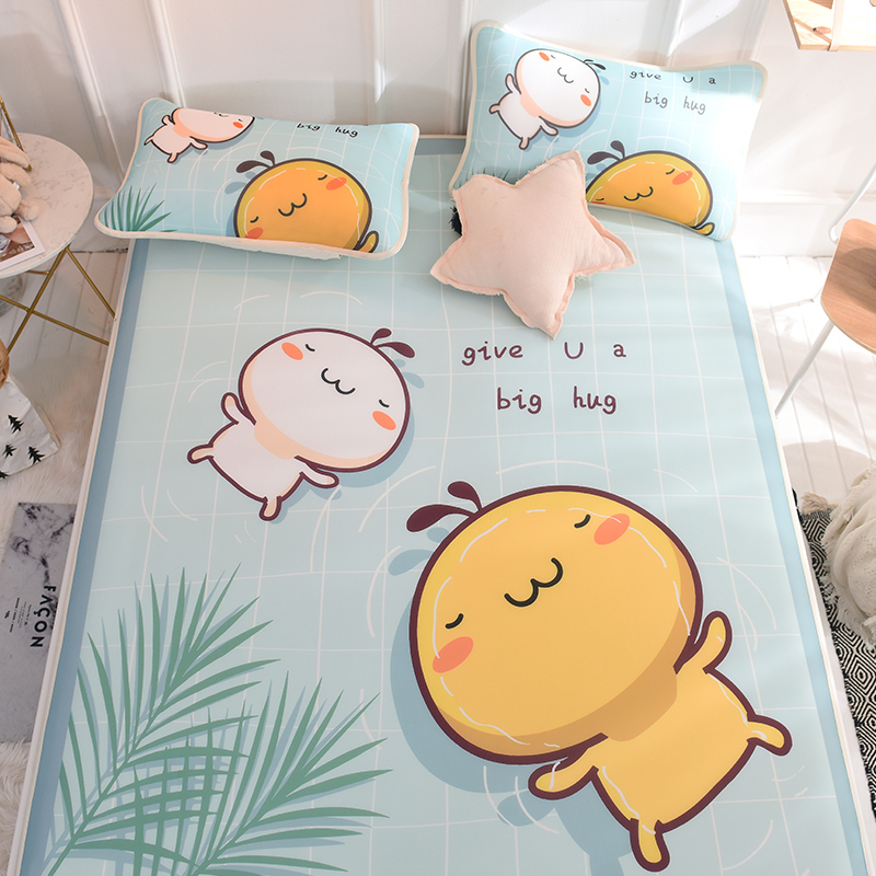 可水洗冰丝席三件套夏季凉席空软席子18冰凉席卡通折叠机洗