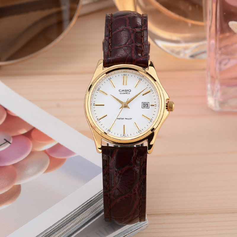 卡西欧casio女表学生皮带时尚优雅石英表休闲防水钢带女士手表