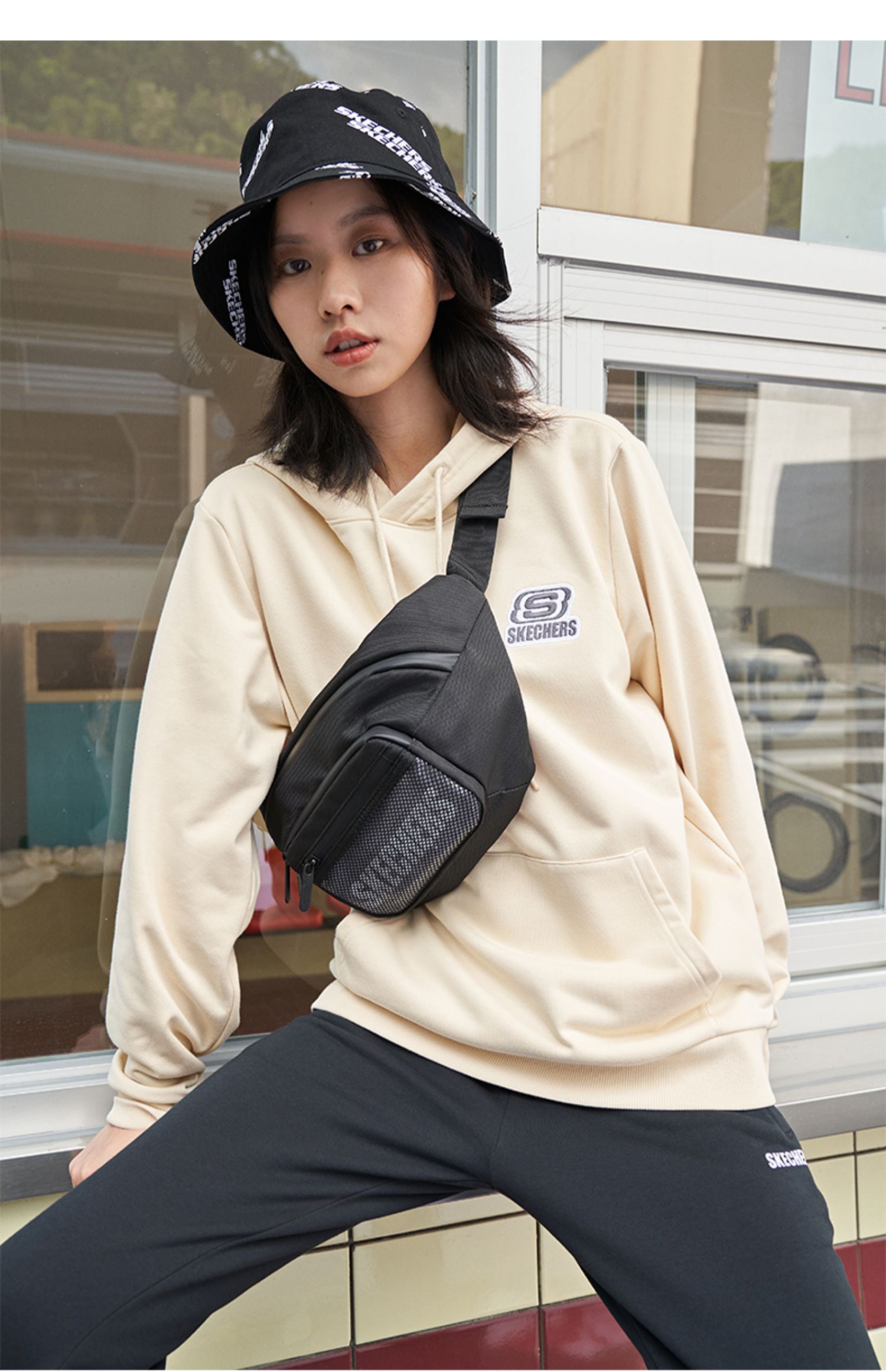 自营 skechers斯凯奇吴宣仪同款连帽运动休闲长袖上衣外套卫衣男女