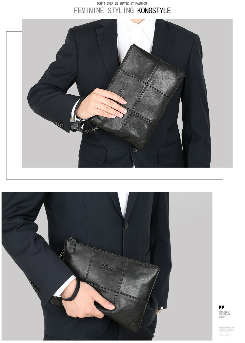 dante丹迪头层羊皮男士手拿包多功能长款手拿包休闲时尚手包大容量