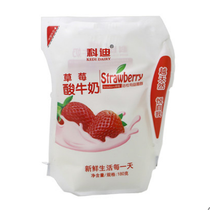 科迪爱克林酸奶全脂风味酸乳酸牛奶草莓味200gx10袋产发