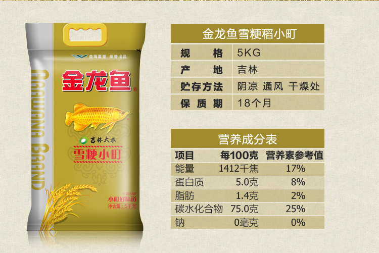 金龙鱼雪粳小町5kg