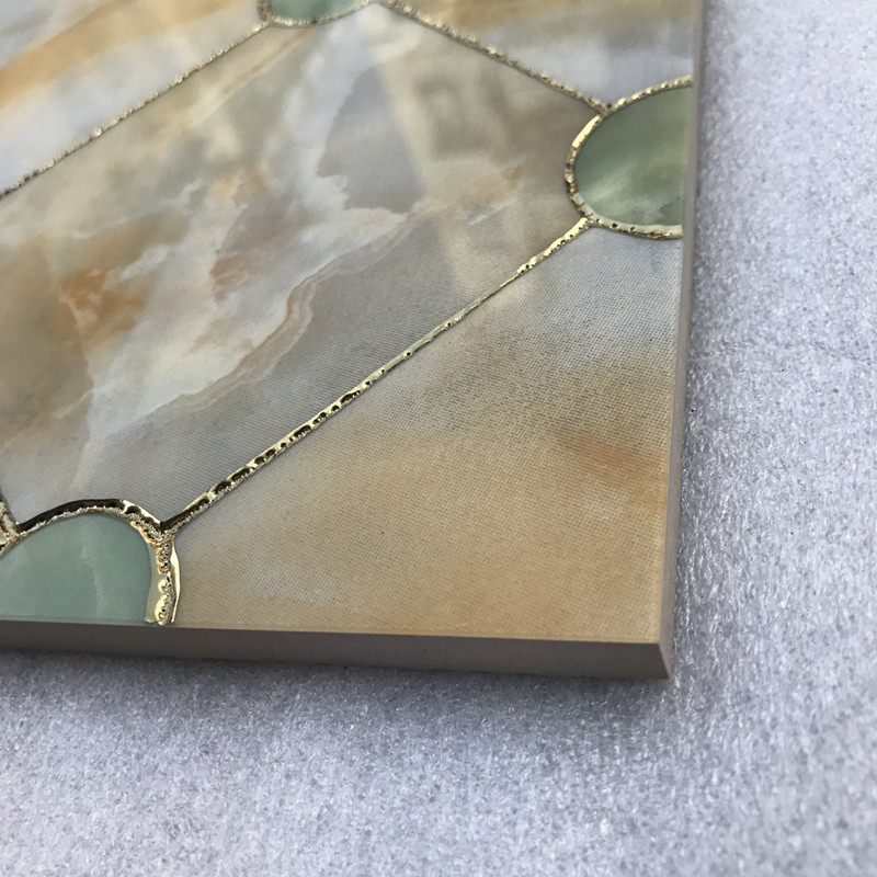 抛晶砖金色瓷砖300300镀金砖阳台厨房卫生间防滑抛金地砖壹德壹