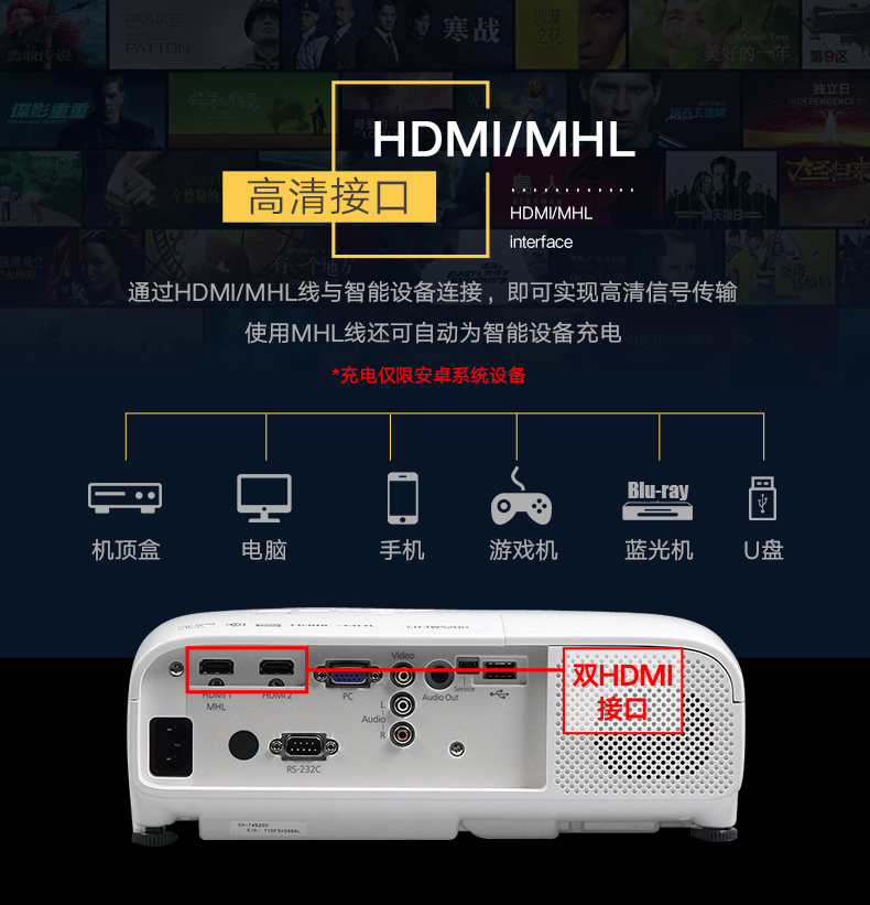 爱普生(epson)投影仪ch-tw5210 爱普生(epson)ch-tw5210 蓝光3d家庭