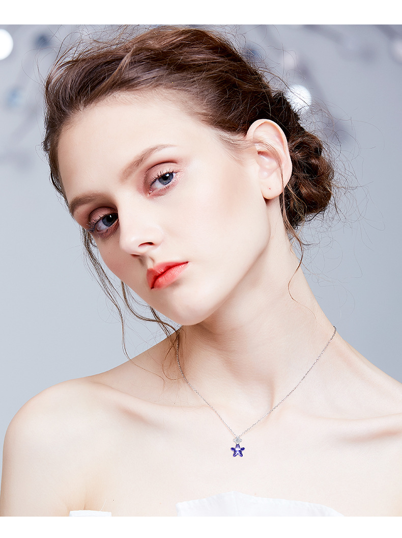 舞玉乘风欧美风格海洋之星项链925纯银足银项饰女士采用施华洛元素