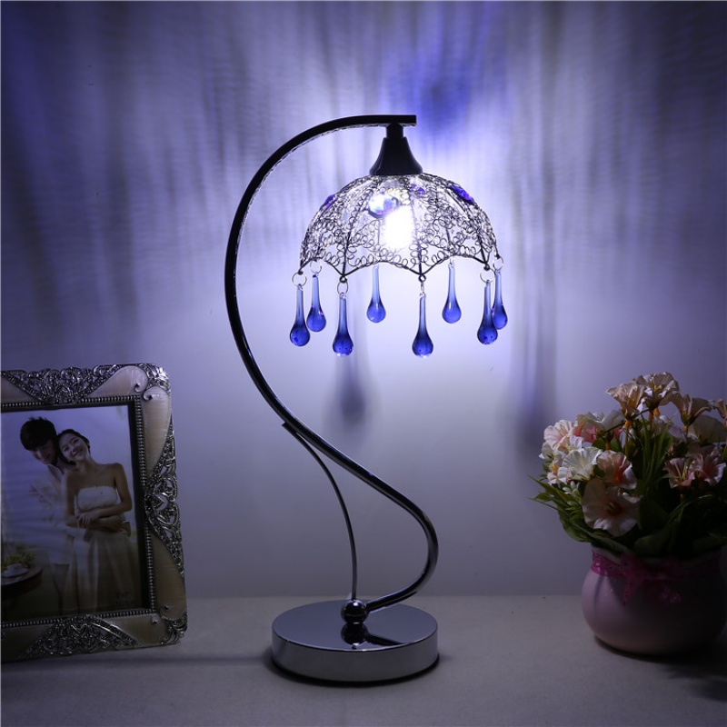 小夜现代床头水晶结婚房庆艺术简约送生日品卧室创意装饰台灯