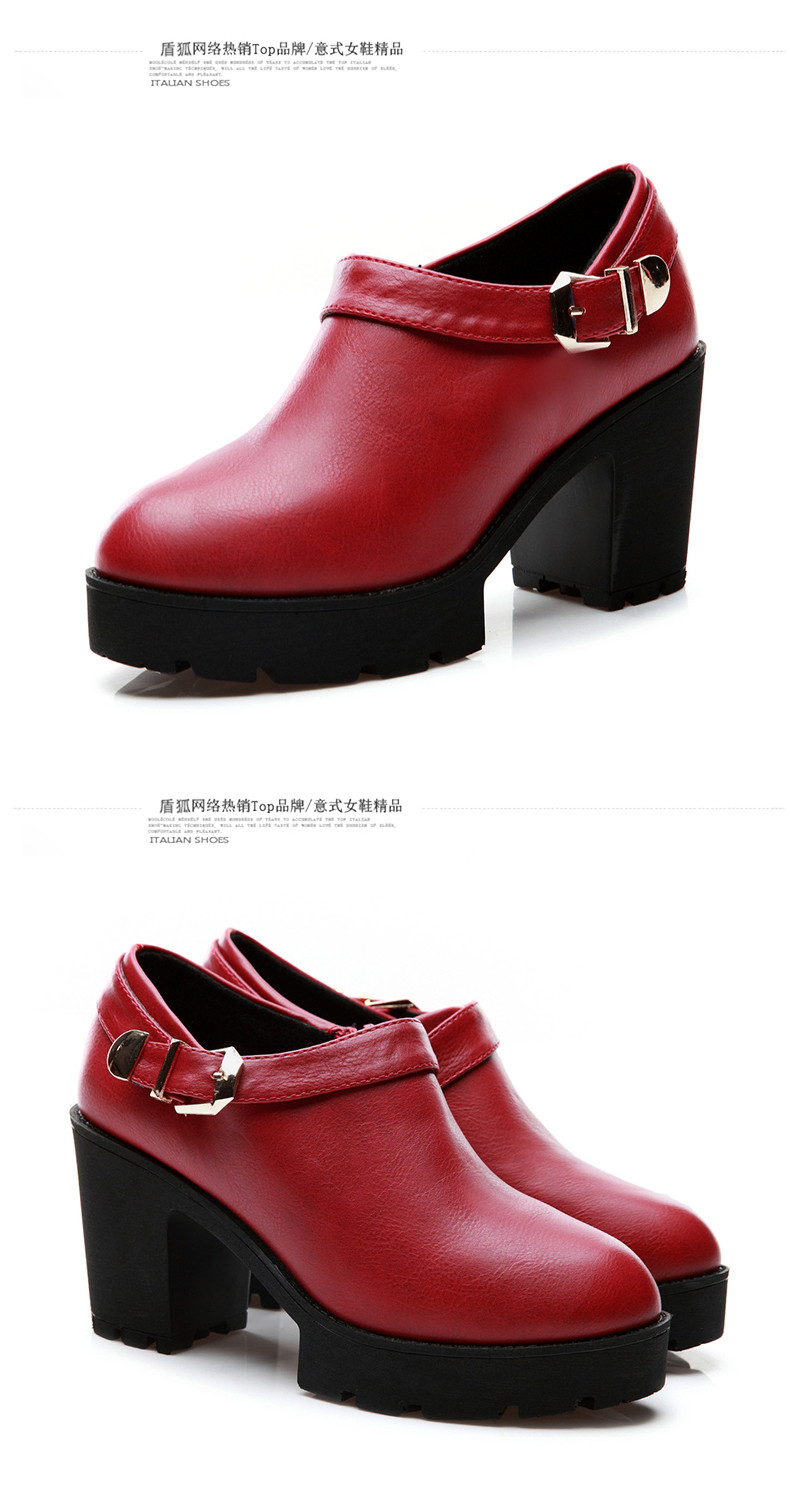 盾狐ol优雅单鞋女高跟防水台英伦皮鞋休闲时尚女鞋潮2016春季新款790