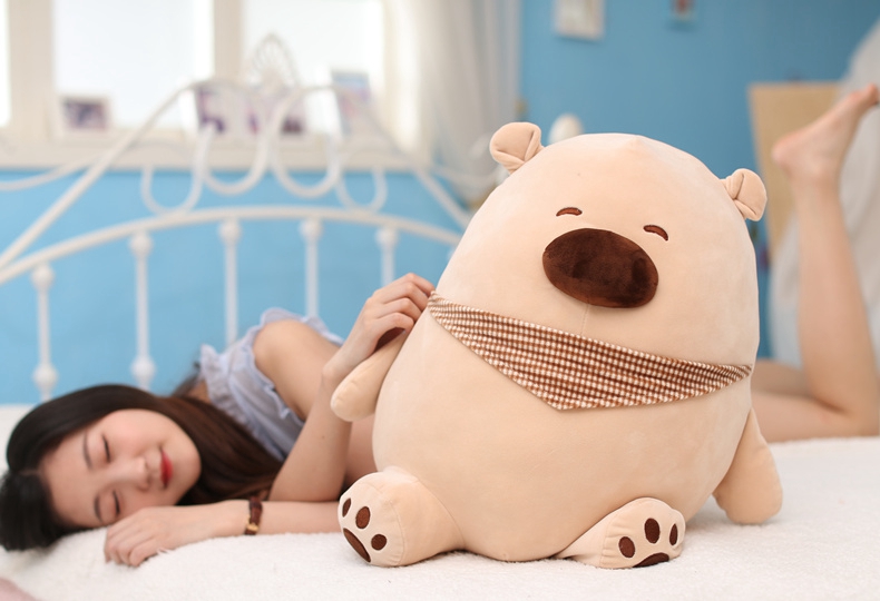 中天乐软体抱枕圆形糯米熊公仔棕色小熊毛绒玩具布娃娃玩偶生日礼物