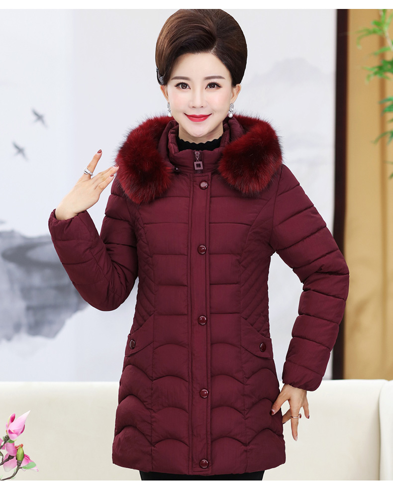 中老年棉衣女冬装中长款外套50岁妈妈装保暖棉服中年女装棉袄新款