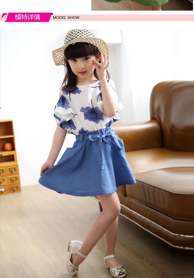 促销女童套装2017夏季小女孩裙子新款儿童装公主裙大童衣服学院风套裙