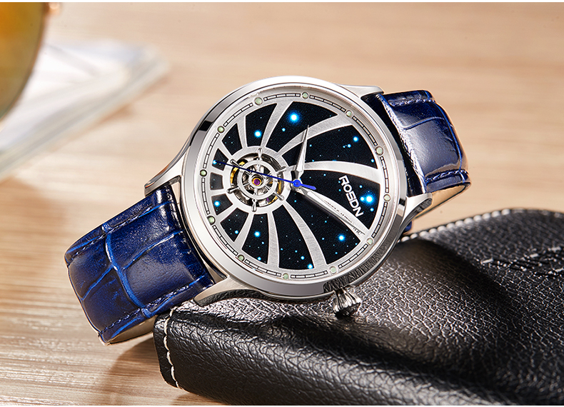 劳士顿rosdn全自动手表男士机械表梦想者系列星空元素时尚腕表国产