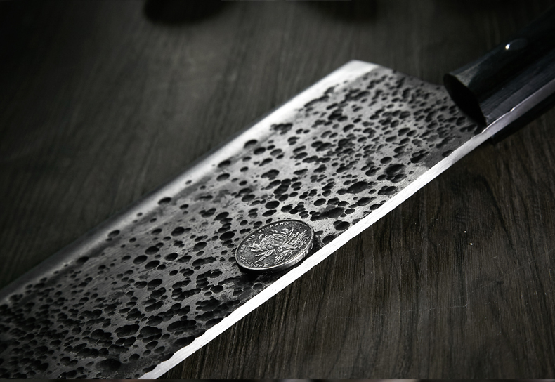 楚家刀 玄铁菜刀厨师专用锋利切片刀手工锻打主厨刀户撒锰钢刀具铁艺