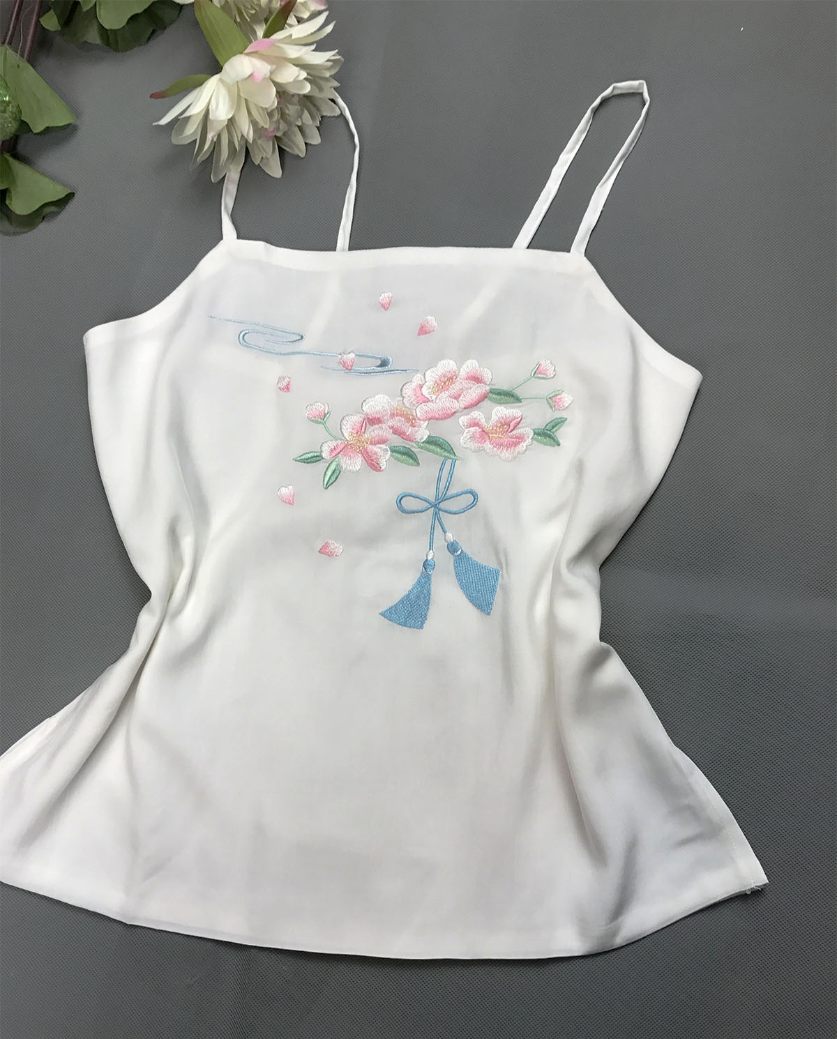 828新款锦尘居十里桃花原创精品刺绣汉服吊带背心女抹胸包邮