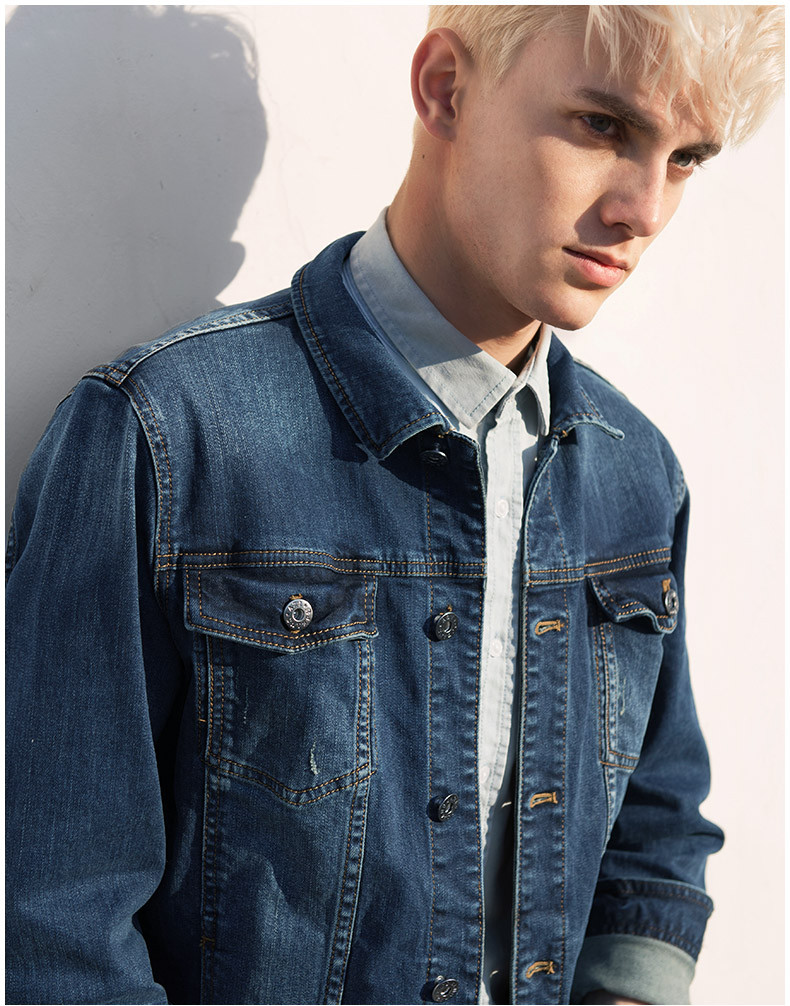 以纯线上品牌a21 2015秋装新品男装休闲时尚百搭修身牛仔外套夹克