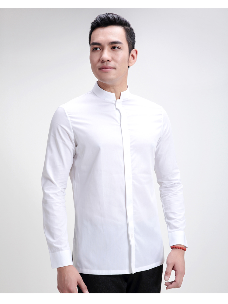 红豆男装衬衫男2017秋季新款中国风系列时尚中式立领男士修身长袖衬衫