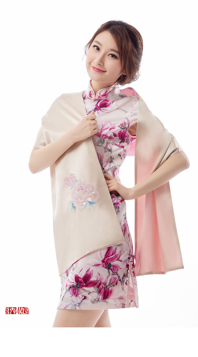 绣娘丝绸高档苏州丝绸刺绣围巾复古中式旗袍披肩双层苏绣丝巾