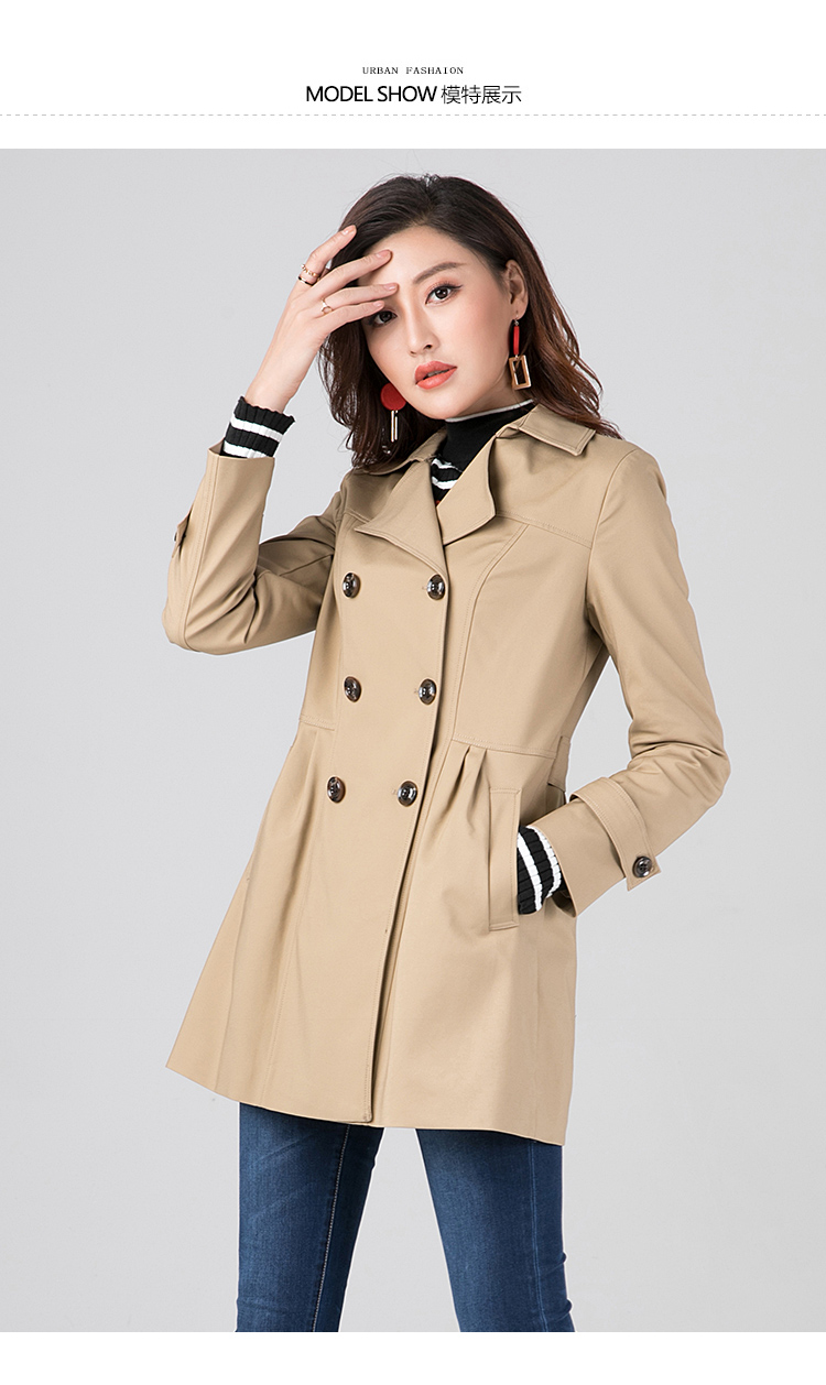 逸阳秋季西装领中长款风衣1002