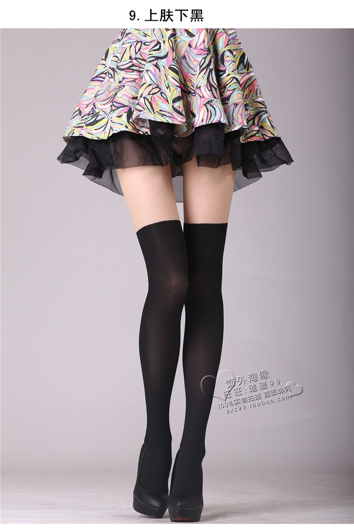 mtiny日系假高筒过膝连裤袜女春秋显瘦打底袜子日系假大腿拼接长筒